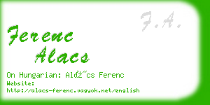 ferenc alacs business card